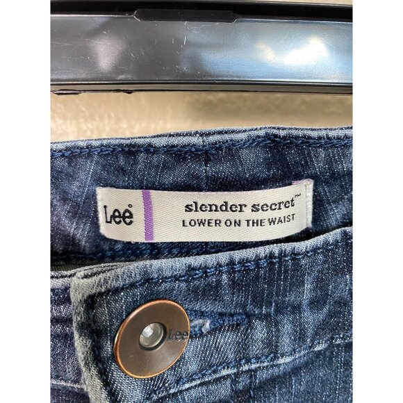 Lee Slender Secret Womens Medium Wash Stretch Denim Jeans 14 Mid-Rise Comfort - Picture 3 of 7